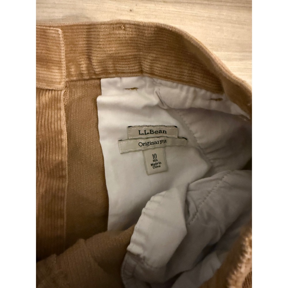 LL Bean Original Fit Corduroy Pants Womens 10 Reg Tan High Rise Straight Leg - Picture 2 of 5